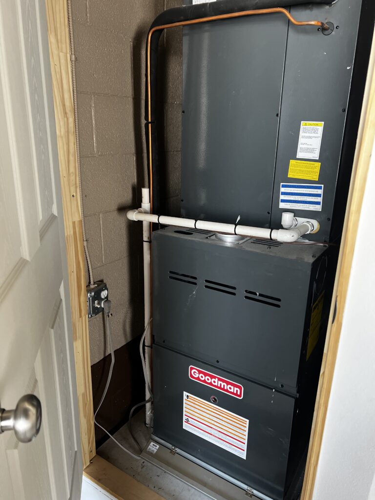 Gas Heater being serviced before winter.