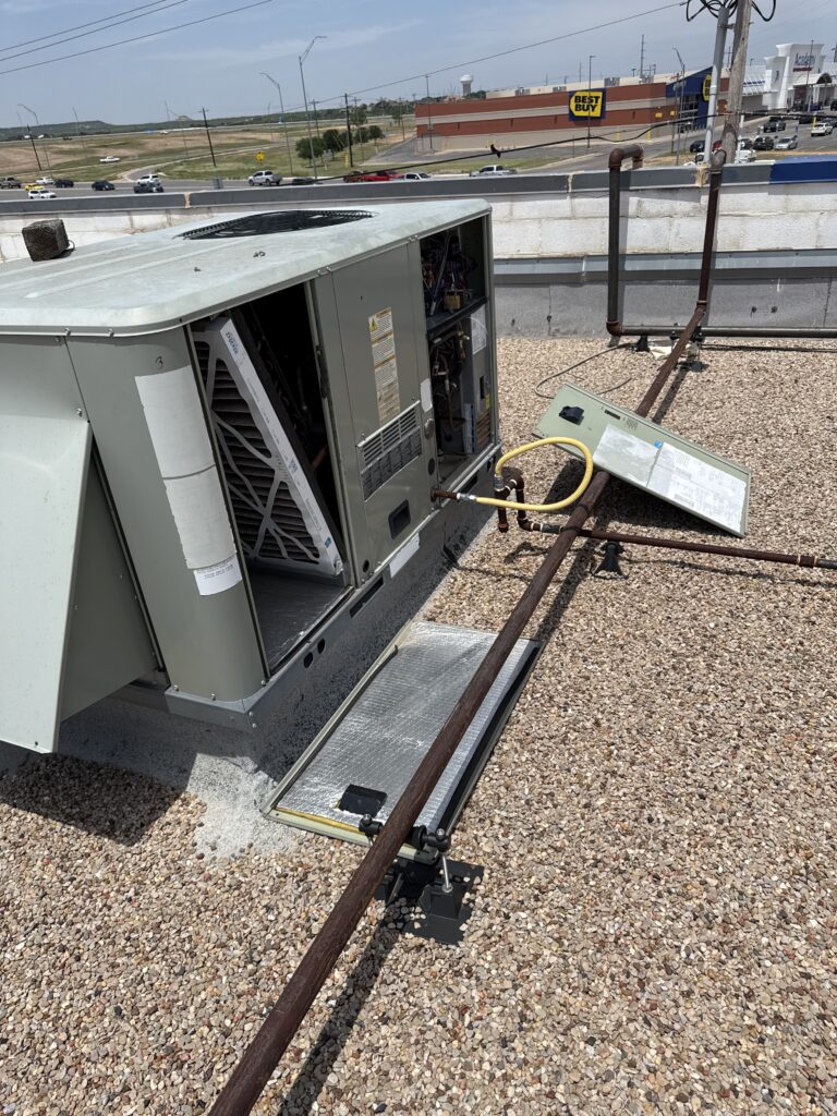 Packaged unit undergoing a full maintenance.