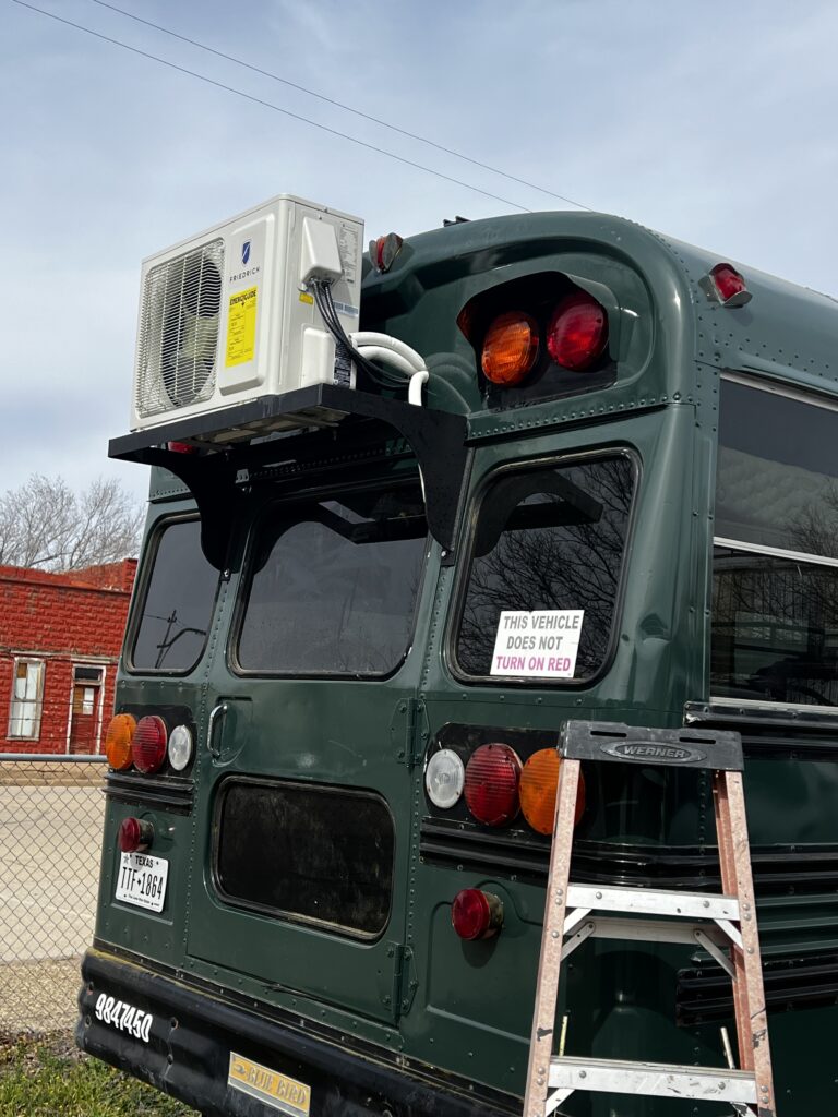 Mini split installed in a bus.